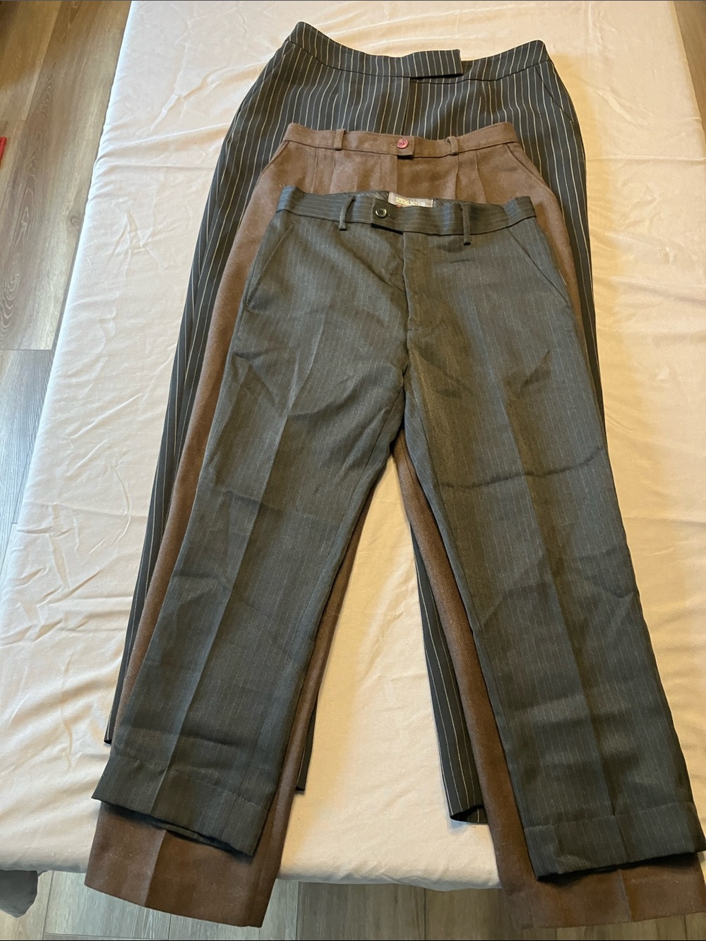 Women's Tailored Pinstripe and Brown Dress Pants - Set of 3 - Size 10